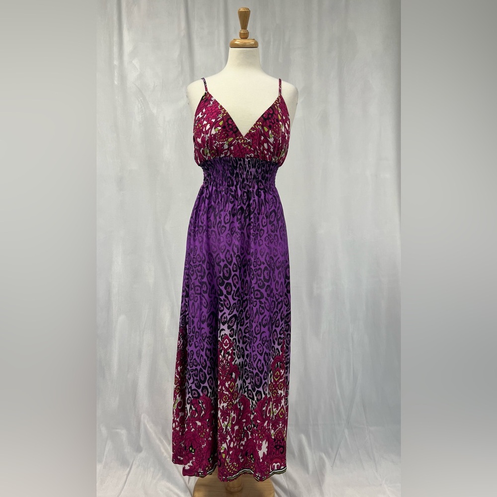She´s Cool Elegant Purple and Pink Women's Dress with elastic waist Size XL